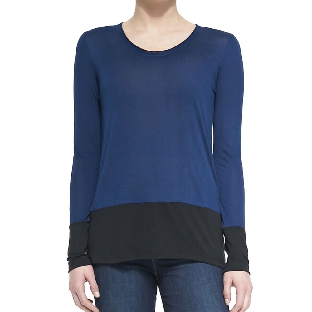 Vince Colorblock Long-Sleeve Tee